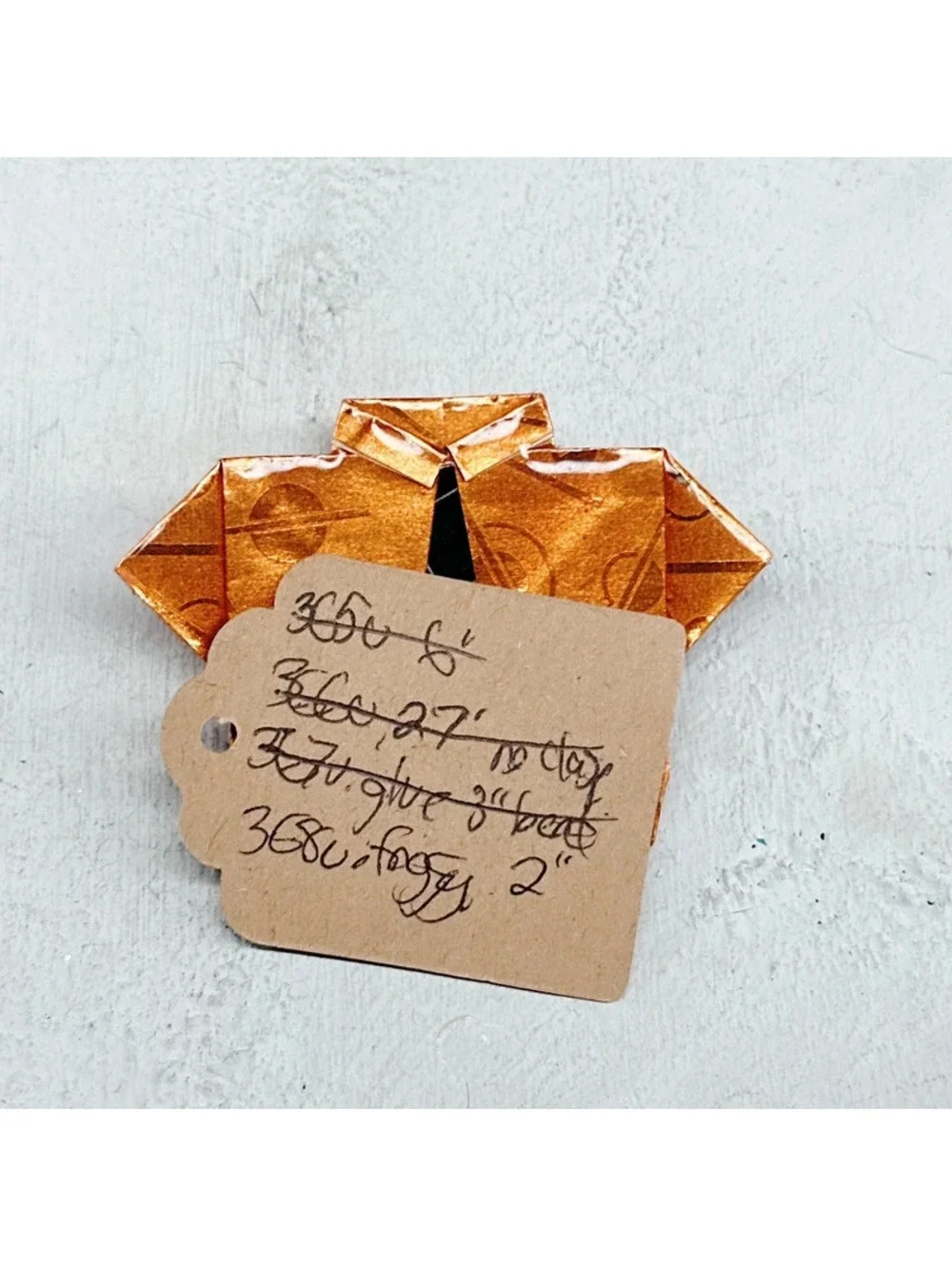368u. Orange Resin Origami Brooch